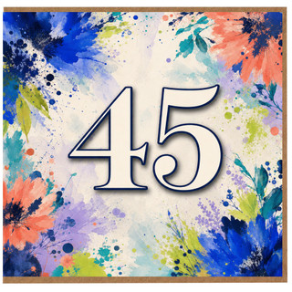 45th Birthday Card, Colourful Floral Abstract Design