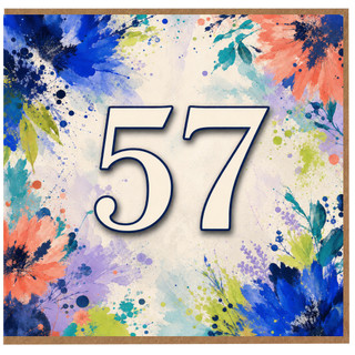 57th Birthday Card, Colourful Watercolor Floral Design