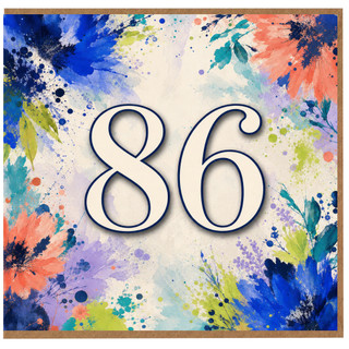 86th Birthday Card, Colourful Floral Watercolour 86 Card