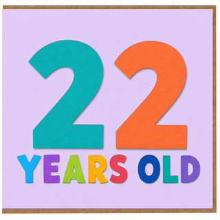 22nd Birthday Card, Colourful 22 Years Old Birthday Card