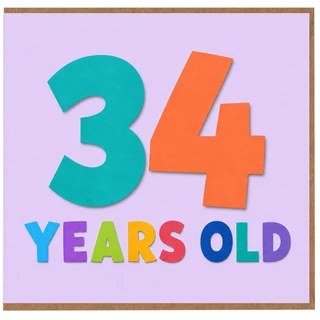 34th Birthday Card, 34 Years Old Card
