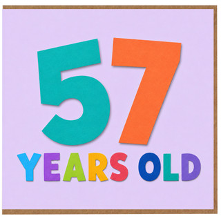 57th Birthday Card, 57 Years Old Colourful Typographic Card
