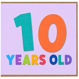 70th Birthday Card, 10 Years Old Colourful Typography Card