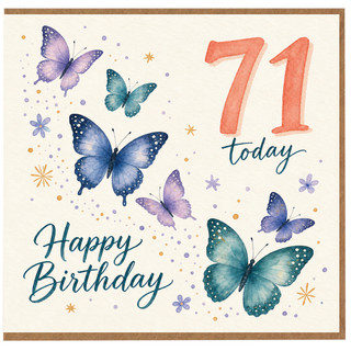 71st Birthday Card, Happy Birthday Butterfly Card
