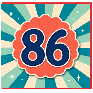 86th Birthday Card, Retro Number 86 Celebration Card