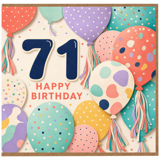71st Birthday Card, Happy Birthday Balloons Design