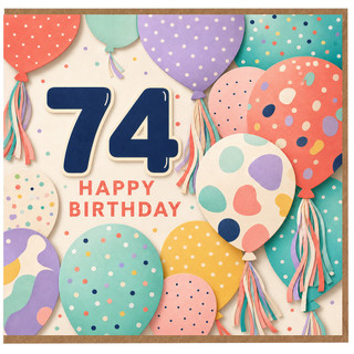 74th Birthday Card, Happy Birthday Balloon Design