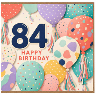 84th Birthday Card, Happy Birthday Balloon Design