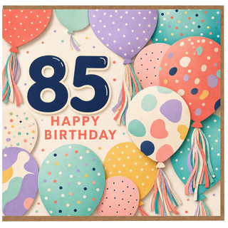 85th Birthday Card, Happy Birthday Balloon Design