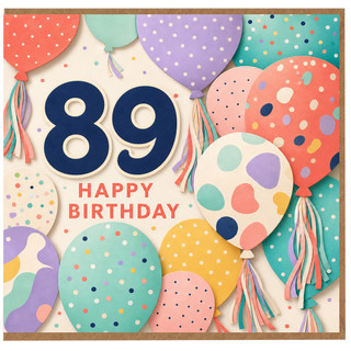 89th Birthday Card, Happy Birthday Balloon Design Card