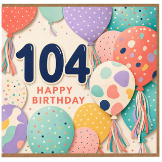 104th Birthday Card, Happy Birthday Balloon Design Card