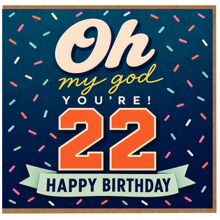 22nd Birthday Card, Funny Happy Birthday Card