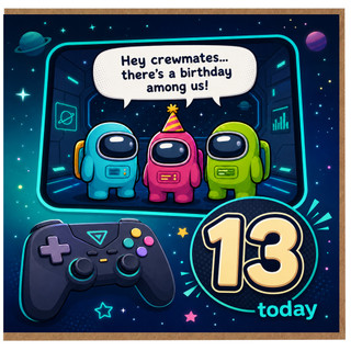13th Birthday Card, Among Us Gamer Card