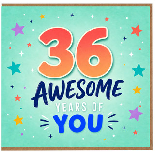 36th Birthday Card, Awesome Years Of You, Colourful Milestone Birthday Card