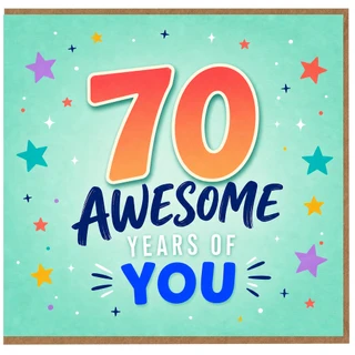 70th Birthday Card, Awesome Years of You Star Design