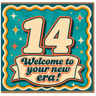 14th Birthday Card, Welcome to Your New Era Retro Birthday Card