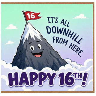 16th Birthday Card, It’s All Downhill From Here Happy 16th Card