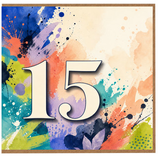 15th Birthday Card, Colourful Paint Splatter Design