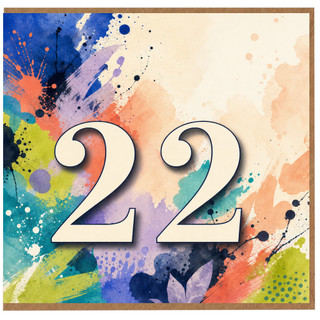22nd Birthday Card, Colourful Abstract Number 22 Card