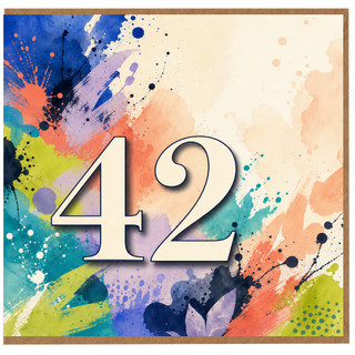42nd Birthday Card, Colourful Abstract Paint Splash Design