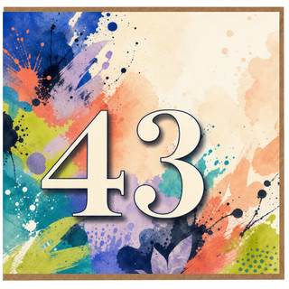 43rd Birthday Card, Colourful Abstract Number 43 Card