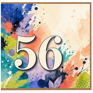 56th Birthday Card, Colourful Abstract Watercolour Design