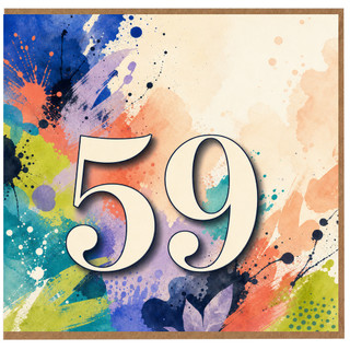 59th Birthday Card, Colourful Abstract Number 59 Card