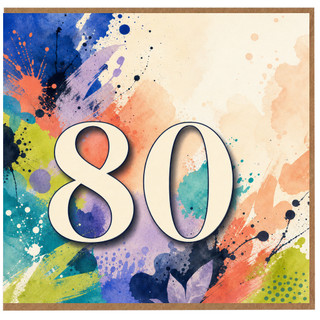 80th Birthday Card, Colourful Abstract 80 Birthday Card