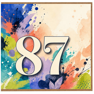 87th Birthday Card, Colourful Abstract Paint Splash Design