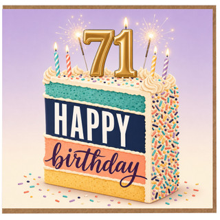 71st Birthday Card, Happy Birthday Cake Design Card