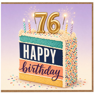 76th Birthday Card, Happy Birthday Cake Design Card