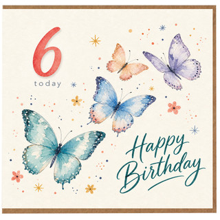 6th Birthday Card, Happy Birthday Butterfly Card for 60 Today