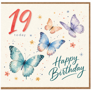 19th Birthday Card, Happy Birthday Butterfly Card for Her