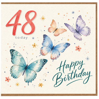 48th Birthday Card, Happy Birthday Butterfly Card for 48 Today