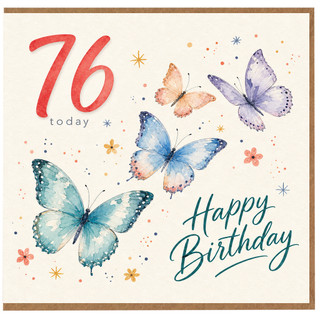 76th Birthday Card, Happy Birthday Butterfly Card