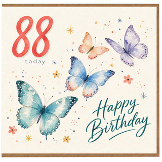 88th Birthday Card, Butterfly Happy Birthday 88 Today Card