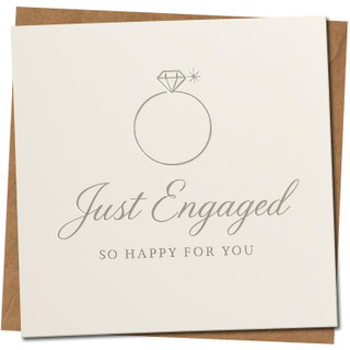 Just Engaged Card - Elegant Ring Design, 145mm x 145mm Square Engagement Congratulations Card, Includes Kraft Envelope