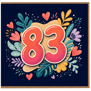 83rd Birthday Card, Colourful Floral Heart Design