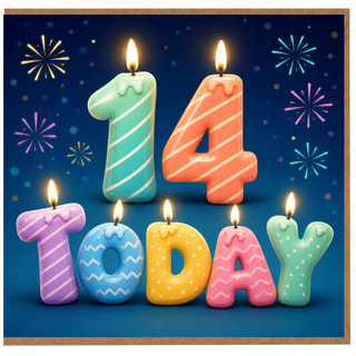 14th Birthday Card, 14 Today Birthday Card