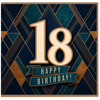 18th Birthday Card, Happy 18th Birthday Card, Art Deco Birthday Card