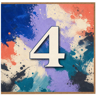 4th Birthday Card, Colourful Abstract Number 4 Card