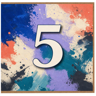 5th Birthday Card, Colourful Abstract Number 5 Card