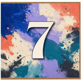 7th Birthday Card, Colourful Abstract Number 7 Card