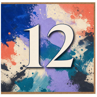 12th Birthday Card, Abstract Paint Splash Number 12 Card