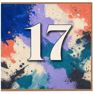 17th Birthday Card, Bold Abstract Paint Splatter Design