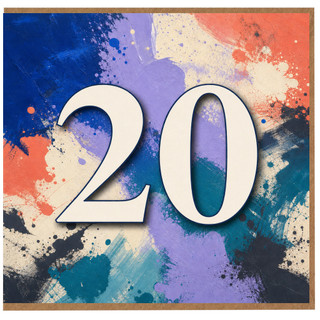 20th Birthday Card, Bold Abstract Paint Design