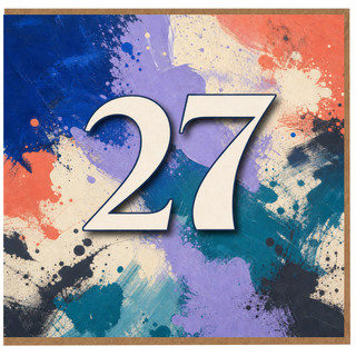 27th Birthday Card, Colourful Abstract Number 27 Card