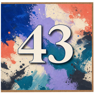 43rd Birthday Card, Abstract Paint Splash Number 43 Card