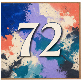 72nd Birthday Card, Abstract Paint Splatter Design