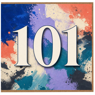 101st Birthday Card, Bold Colourful Abstract 101 Design